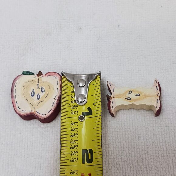 Vintage 2 Apple Shaped Wooden Beads Red Jewelry Making Crafts Loose Art Supply - Picture 12 of 13